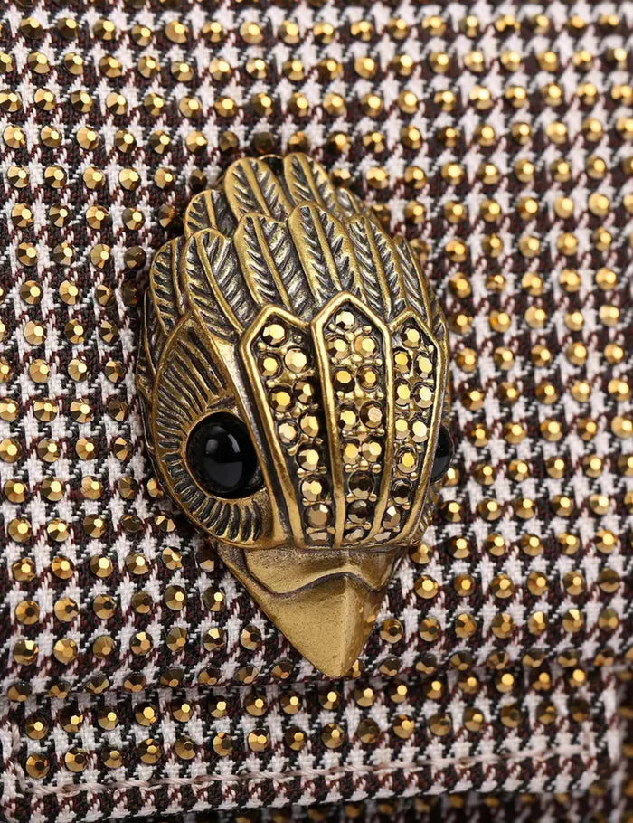 Kurt Geiger London Houndstooth Fabric Mini Kensington - Beige