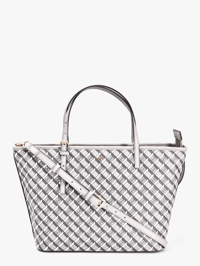Tory Burch Geo Logo Mini Zip Top Tote Bag - Grey Geo Logo All over