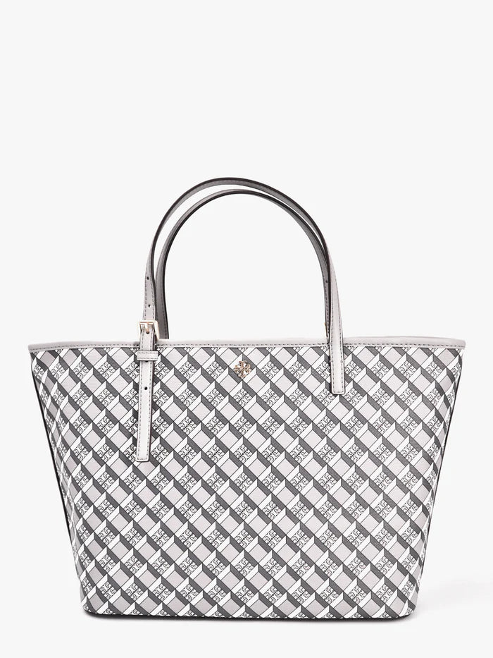 Tory Burch Geo Logo Mini Zip Top Tote Bag - Grey Geo Logo All over