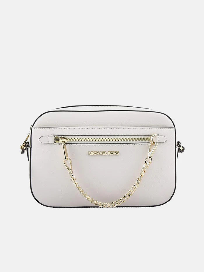 Michael Kors Jet Set Large Saffiano Leather Crossbody Bag - LT Cream